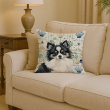 Load image into Gallery viewer, Black and White Pomeranian Coastal Sea Glass Throw Pillow