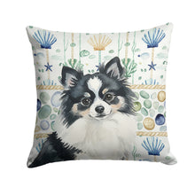 Load image into Gallery viewer, Black and White Pomeranian Coastal Sea Glass Throw Pillow