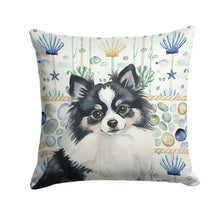 Load image into Gallery viewer, Black and White Pomeranian Coastal Sea Glass Throw Pillow