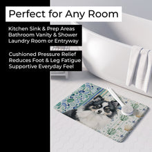Load image into Gallery viewer, Black and White Pomeranian Coastal Sea Glass Memory Foam Kitchen Mat