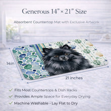 Load image into Gallery viewer, Black Pomeranian Coastal Sea Glass Dish Drying Mat
