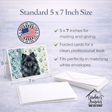 Load image into Gallery viewer, Black Pomeranian Coastal Sea Glass Greeting Cards Pack of 8