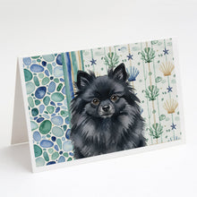 Load image into Gallery viewer, Black Pomeranian Coastal Sea Glass Greeting Cards Pack of 8