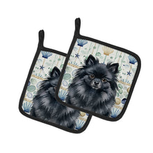 Load image into Gallery viewer, Black Pomeranian Coastal Sea Glass Pair of Pot Holders