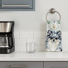 Load image into Gallery viewer, Blue Merle Pomeranian Coastal Sea Glass Kitchen Towel