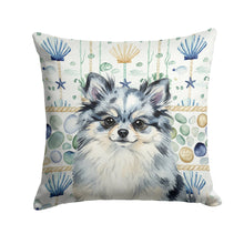 Load image into Gallery viewer, Blue Merle Pomeranian Coastal Sea Glass Throw Pillow