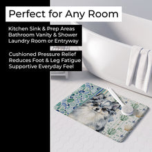 Load image into Gallery viewer, Blue Merle Pomeranian Coastal Sea Glass Memory Foam Kitchen Mat