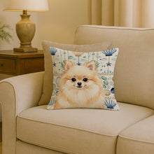 Load image into Gallery viewer, Cream Pomeranian Coastal Sea Glass Throw Pillow
