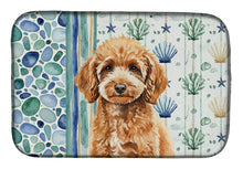 Load image into Gallery viewer, Miniature Apricot Poodle Coastal Sea Glass Dish Drying Mat