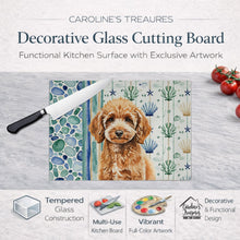 Load image into Gallery viewer, Miniature Apricot Poodle Coastal Sea Glass Glass Cutting Board