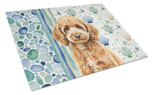 Load image into Gallery viewer, Miniature Apricot Poodle Coastal Sea Glass Glass Cutting Board