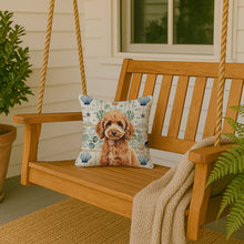 Load image into Gallery viewer, Miniature Apricot Poodle Coastal Sea Glass Throw Pillow