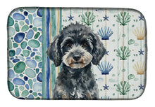 Load image into Gallery viewer, Miniature Black Poodle Coastal Sea Glass Dish Drying Mat