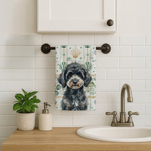 Load image into Gallery viewer, Miniature Black Poodle Coastal Sea Glass Kitchen Towel