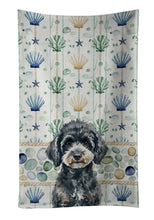 Load image into Gallery viewer, Miniature Black Poodle Coastal Sea Glass Kitchen Towel