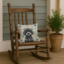 Load image into Gallery viewer, Miniature Black Poodle Coastal Sea Glass Throw Pillow