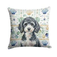 Load image into Gallery viewer, Miniature Parti Poodle Coastal Sea Glass Throw Pillow
