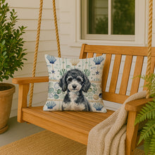 Load image into Gallery viewer, Miniature Parti Poodle Coastal Sea Glass Throw Pillow