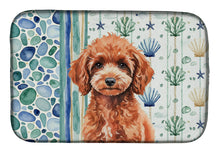 Load image into Gallery viewer, Miniature Red Poodle Coastal Sea Glass Dish Drying Mat
