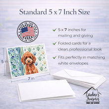 Load image into Gallery viewer, Miniature Red Poodle Coastal Sea Glass Greeting Cards Pack of 8