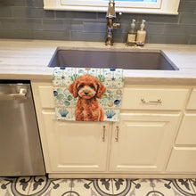 Load image into Gallery viewer, Miniature Red Poodle Coastal Sea Glass Kitchen Towel