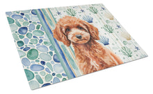Load image into Gallery viewer, Miniature Red Poodle Coastal Sea Glass Glass Cutting Board