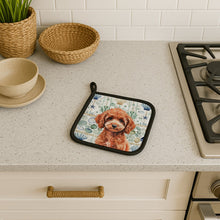 Load image into Gallery viewer, Miniature Red Poodle Coastal Sea Glass Pair of Pot Holders