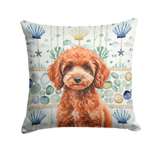 Load image into Gallery viewer, Miniature Red Poodle Coastal Sea Glass Throw Pillow