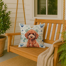 Load image into Gallery viewer, Miniature Red Poodle Coastal Sea Glass Throw Pillow