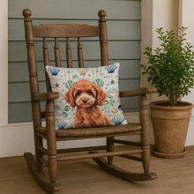 Load image into Gallery viewer, Miniature Red Poodle Coastal Sea Glass Throw Pillow