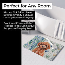 Load image into Gallery viewer, Miniature Red Poodle Coastal Sea Glass Memory Foam Kitchen Mat