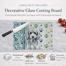 Load image into Gallery viewer, Miniature Silver Poodle Coastal Sea Glass Glass Cutting Board