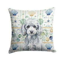 Load image into Gallery viewer, Miniature Silver Poodle Coastal Sea Glass Throw Pillow