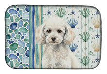 Load image into Gallery viewer, Miniature White Poodle Coastal Sea Glass Dish Drying Mat