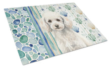 Load image into Gallery viewer, Miniature White Poodle Coastal Sea Glass Glass Cutting Board