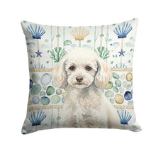 Load image into Gallery viewer, Miniature White Poodle Coastal Sea Glass Throw Pillow