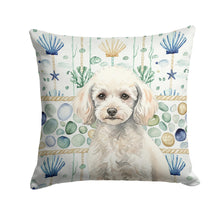 Load image into Gallery viewer, Miniature White Poodle Coastal Sea Glass Throw Pillow