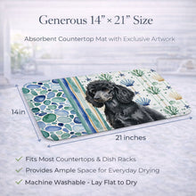 Load image into Gallery viewer, Standard Black Poodle Coastal Sea Glass Dish Drying Mat
