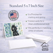 Load image into Gallery viewer, Standard Black Poodle Coastal Sea Glass Greeting Cards Pack of 8