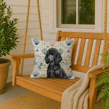 Load image into Gallery viewer, Standard Black Poodle Coastal Sea Glass Throw Pillow
