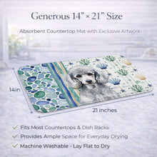 Load image into Gallery viewer, Standard Silver Poodle Coastal Sea Glass Dish Drying Mat