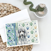 Load image into Gallery viewer, Standard Silver Poodle Coastal Sea Glass Greeting Cards Pack of 8
