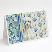 Load image into Gallery viewer, Standard White Poodle Coastal Sea Glass Greeting Cards Pack of 8