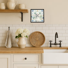 Load image into Gallery viewer, Standard White Poodle Coastal Sea Glass Framed Metal Print