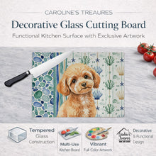Load image into Gallery viewer, Toy Apricot Poodle Coastal Sea Glass Glass Cutting Board