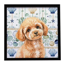 Load image into Gallery viewer, Toy Apricot Poodle Coastal Sea Glass Framed Metal Print