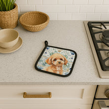 Load image into Gallery viewer, Toy Apricot Poodle Coastal Sea Glass Pair of Pot Holders