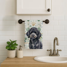 Load image into Gallery viewer, Toy Black Poodle Coastal Sea Glass Kitchen Towel