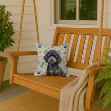 Load image into Gallery viewer, Toy Black Poodle Coastal Sea Glass Throw Pillow
