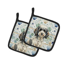 Load image into Gallery viewer, Toy Parti Poodle Coastal Sea Glass Pair of Pot Holders